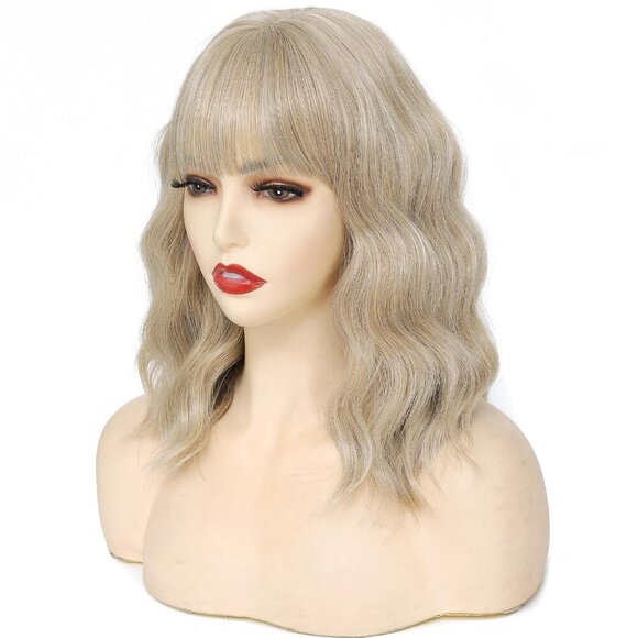 Women's Mix Blonde 14 Inches Short Pastel Curly Shoulder Length Synthetic Wig - Picture 7 of 7